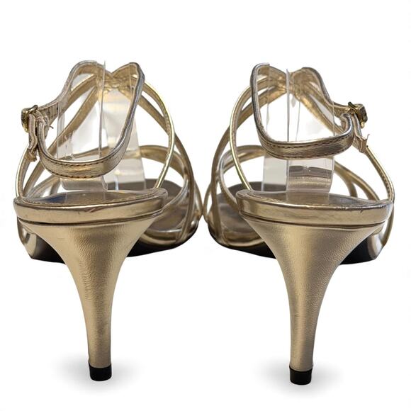 Lauren Ralph Lauren Sammy Gold Strappy Stiletto Heels 8.5B Metallic Leather NWOT - Picture 5 of 8